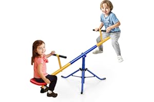 COSTWAY 2 Sitzer Schaukelwippe, Gartenwippe 360° drehbar, Kinder Wippe bis 60kg belastbar, Kinderwippe Metall Karussellwippe ideal für Kinder 3-8 Jahren