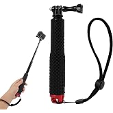 Waterproof Selfie Stick 49 cm Red, Telescopic Stick for Action Camera, Compatible with GoPro Hero 13/12/11/10/9/8, Dji Osmo A