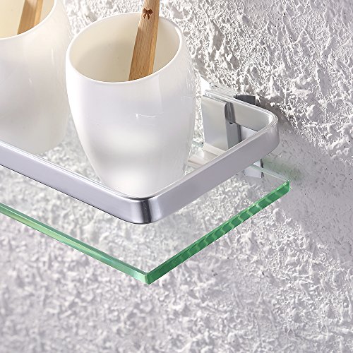 KES 8mm starkes Sicherheitsglas Regal mit Aluminium-Pfosten-Wall Mount Rechteckig-Gelenkbus, A4126A - 5