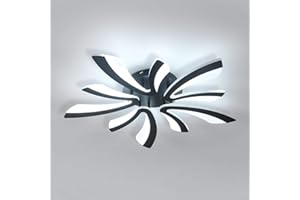 Comely Lámpara de Techo LED Negro, 50W 5025LM Forma de V Plafon LED Techo, 6500K Luz Blanca Fría, Acrílico Accesorio de Iluminación Moderno para Salon Dormitorio Comedor Baño Pasillo, Dia 72cm