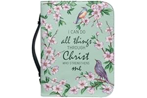 Kuiaobaty Lord Saying Bible Cover Carrier Birds Floral Book Carrying Organizer Bag with Multiple Inside Storage Pockets, Green