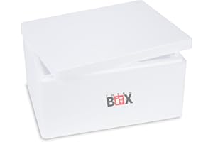 THERM BOX Boîte en polystyrène Thermobox pour les aliments et les boissons - Refroidisseur et réchauffeur en polystyrène (40x30x21cm - volume de 12,24L) Réutilisable