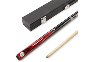 BAIZE MASTER Silver Series CONQUEST 48 Inch Junior Kids 2 Piece Centre Joint Short Ash Snooker Pool Cue and Case Set with Medium Black Hard Case - 9.5mm Tip