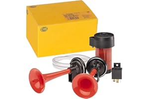 ‎HELLA HELLA 3PB 003 001-651 Fanfare - 12V - 118dB(A) - Frequenzbereich: 780/840Hz - Fanfare Zweiklang - elektrisch-pneumatisch