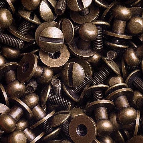 15 Knopfschraubnieten Patronentaschenverschluss Beiltaschenknöpfe Knopfnieten zum Anschrauben Pilzkopfschrauben 6MM messing-antik - 3