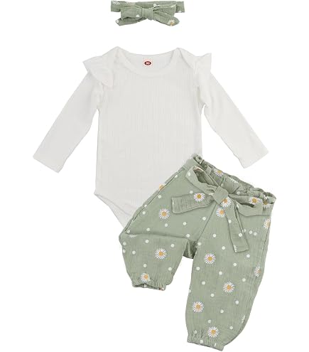 Tenues de Pâques pour Filles Tout-Petits Ensemble Haut à Manches Longues Brodé Lapin et Pantalon Mignon Confortable