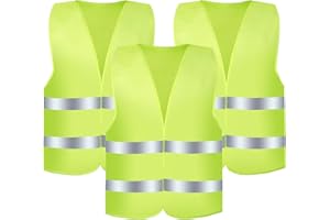 Romon Gilet Alta visibilità, 3 Pezzi Universale Giallo Giubbotto Sicurezza Riflettente, Giubbotto Catarifrangente Auto, Giubbotti di Sicurezza per Conducenti Cantiere Stradale Assistenza Uomo Donne