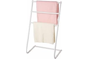 Y HOMEWARE Yorkshire Homeware 3 Tier Towel Rails Towel Holder Toilet Roll Free Standing Towel Stand Towel Drying Rack Towel Rack Towel Holder Stands Metal Towel Rack Scarf Rack Coat Rack Drying Shelf (White)
