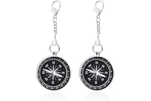 USHXVG 2 Pieces Portable Compass with 2 Pieces Lobster Clasp Key Chain, Pocket Navigation Tool, Outdoor Survival Prop, Suitable for Adventure, Map Reading, Navigation and Orientation