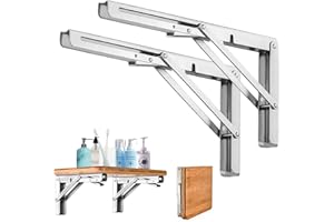 LYCXAMES Klappkonsole 400MM, 2 Stück Klappkonsole Schwerlast, Edelstahl Klapptisch Wand, Klappregalhalterungen Klappträger Regalträger für Bänke und Regale