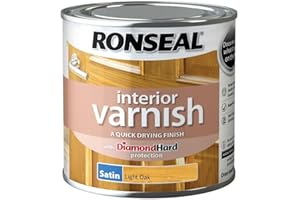 Ronseal RSLIVSLO250 250ml Quick Dry Satin Interior Varnish - Light Oak