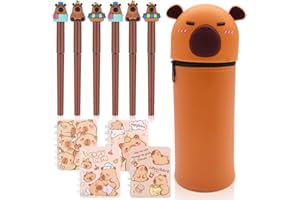 GVMJHYK Capybara Enfant Cadeau Anniversaire, 11Pcs Capybara Thème Party, Trousse à crayons en silicone, Bloc-notes en Spirale, Stylo Neutre Dessin Animé, Pour Garçons et Filles Invités à une Fête (B)