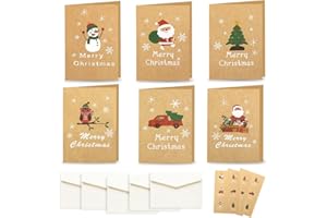 Aurasky Biglietti Auguri di Natale, 24 pezzi Cartoline Natale Biglietti di Auguri Natalizi con Buste, Biglietti Portasoldi Natale per Famiglia, Amici, Bambini e Anziani A