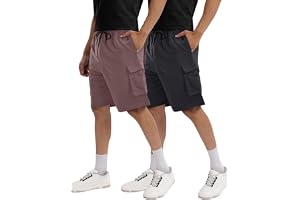 Pinkmint Cargo Shorts for Men Pack of 2 Cotton Lycra Training Gym Shorts for Men Casual Workout Lightweight Summer Shorts with Dual Side Pockets Half Pant for Running, Gym, Walking, Travel