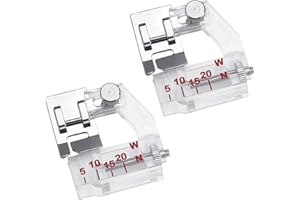 BESSY SHOP Pied-de-biche pour Machine à Coudre, 2 pièces Pied de Reliure en Biais réglable de 5 à 20 mm, Pied pour règle Universelle, Convient à la Couture à Tige Basse Snap-on Brother, Singer, Janome, Kenmore