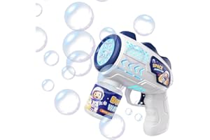 PIASHOW Pistola de pompas de jabón, máquina de burbujas para niños, máquina automática de burbujas para exteriores, fiestas, bodas, regalo de cumpleaños, regalos para niños (azul)