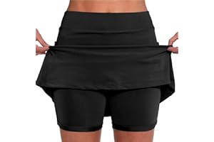 AMDOLE Jupe Short Femme avec Poches Sport Décontracté Jupe Couleur Unie Jupe Taille Moyenne Pantalons- La Randonnée, La Course, Le Cyclism Solide Taille Pas Cher ﻿