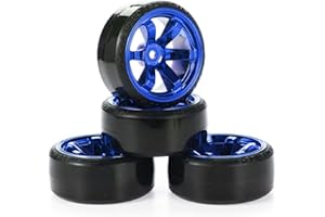 KEEDA RC Drift Auto Llanta de plástico y neumáticos, 63 mm Neumáticos Duros para 1/10 HSP Tamiya HPI Kyosho Racing Coche a la deriva