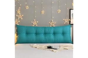 CHENGH Linen Cotton Cushion Headboard Bed Cushion For Headboard And Reading Bedside Cushion Sofa Cushion Long Pillow For Bed Headboard,Teal-150x60x20cm