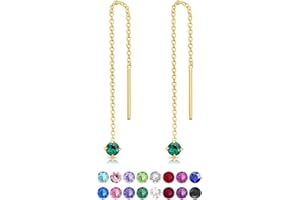 DTPsilver® Orecchini Pendenti Donna con Catena in Argento 925 Placcato Oro Giallo - 3mm Cristalli Swarovski® - Orecchini Punto Luce - Orecchini Lunghi Donna - Vari Colori - Lunghezza 57 mm
