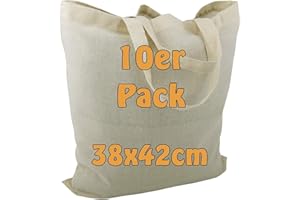 Cottonbagjoe Borsa di cotone - 38x42 cm - senza stampa - tinta unita - due manici lunghi - pitturabile - Certificazione Öko-tex 100 - Borsa di juta - Borsa di tela