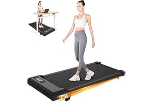 HomeFitnessCode Walking Pad Treadmill 7% Incline, Treadmills for Home, 2.5HP Portable Electric Under Desk Treadmill with LED Display & Remote, Adjustable Speed, No Assembly