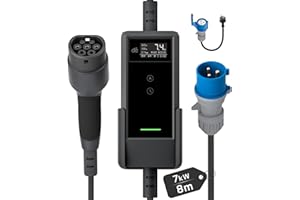 dé Cavo Ricarica Auto Elettrica Tipo 2 CEE 7,4kW [8m, Monofase, 6-32A] Colonnina Ricarica Auto Elettrica, Wallbox 7kW Compatibile con Model 3/Y, e-208, Fortwo, EX30, Q4 e Altri EV/PHEV