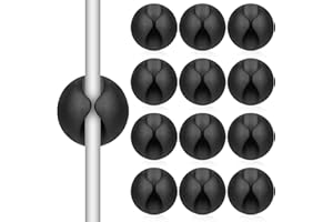 BOHUIZ 12 szt. uchwytów, klipsy, samoprzylepne, organizatory, USB, ładowanie, audio, biurko, czarny