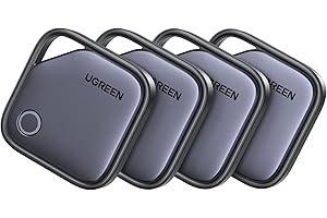 UGREEN FineTrack G Smart Finder Solo Android Localizador USB C Carga Rastreador Compatible con Google Find Hub para Cartera Llaves Equipaje Maleta, 1 Años de Batería(4 Piezas)