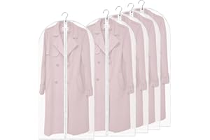 Yelinosk 5 Pack Suit Bags 60 x 120cm for Man Woman, Suit Carrier, Storage Bag, Suit Coats Cover, Anti-Dust Anti-Water Suit Protector Bags, Washable Full Zipper Garment Bag Perfect for Travel or Home