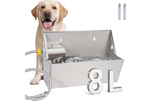 SVAUOUMU Bovini e pecore, 8 litri, acqua per cani all'aperto, in acciaio inox, per cani di grossa taglia, distributore automatico di acqua per cani, grande ciotola per l'acqua per cani in acciaio inox (8 L)