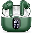 Wireless Earbuds, Bluetooth 5.3 Headphones In Ear with 4 ENC Noise Cancelling Mic, 2025 Bluetooth Earphones Mini HI-FI Stereo Sound, LED Display Wireless Headphones 36H Playtime IP7 Waterproof, Green
