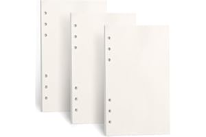 FYY 3 confezioni di carta A6 bianca,carta di ricarica A6 135 fogli (270 pagine) per quaderno con 6 raccoglitori ad anelli,ricariche per Filofax A6,appunti,diario,schizzo,diario dei proiettili(vuoto)
