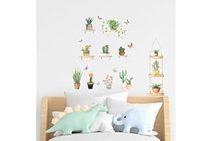 ASTYLISHOME Potted Plants Wall Stickers Kitchen - Watercolor Flower Decals Decorate Girls Bedrooms Self Adhesive Wallpaper Floral Plants Walls Sticker Living Room Bedroom Office Decor 0406