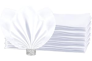 HEMEIREN 12Packs Cloth Napkins White,Satin Cloth Napkins, 20 * 20inch, Reusable Table Napkins for Wedding,Celebrations,Restaurant,Banquet