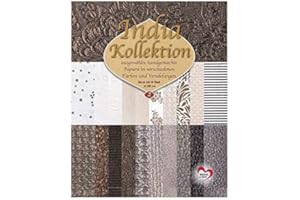 Ideen mit Herz Papier décoratif fait à la main - Collection India - Finition de qualité supérieure - Format A4 - Bloc de 20 feuilles (assortiment 2)