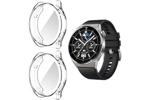 HOMTERN 2-Pack Cases for HUAWEI Watch GT 3 Pro 43mm 46mm Case,Flexible Crystal Clear TPU Full Cover Shell Shockproof Scratch-Proof Screen Protector Case (46mm)