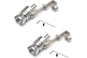 Guanyj D'échappement Sifflet,2 Pcs Turbo Simulateur,Silencieux Universel Voiture,Sifflet D'échappement Universel Turbo,pour Tuyau Déchappement de Voiture,pour Diamètre 56-85MM, argent, 120mm * 69mm