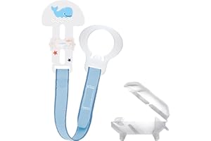 MAM Clip & Cover Catenella Portaciuccio, Catenella ciuccio 0+ mesi regolabile con chiusura a velcro e salvasucchietto, Compatibile con accessori neonato, succhietti e dentaruoli, Azzurro