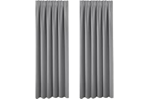BellaHills Super Soft Thermal Insulated Window Treatment Pencil Pleat Top Blackout Curtains for Livingroom with Two Matching Tie Backs 66 x 90 Drop Inch, 2 Panels, Grey