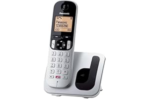 Panasonic KX-TGC250 Teléfono Inalámbrico Digital para Personas Mayores con Bloqueo De Llamadas No Deseadas, Pantalla Fácil De Leer, Altavoz Manos Libres, Reloj Despertador, Auricular Único, Plateado