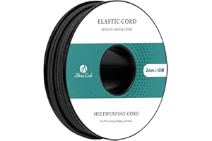 Abma Cord Filo Elastico 2mm x 10m Cordino Cordoncino Corda Elastica Tondo per Braccialetti, Gioielli, Perline, Campeggio - Nero