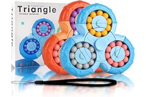 ROUSKY Gry sensoryczne dla dzieci z autyzmem, Drażliwe zabawki-Ręcznie sensoryczne gry zmniejszające stres i niepokój, gry logiczne dla dorosłych i dzieci Obracanie magicznej fasoli (niebieski + orange)