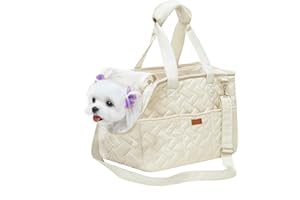 PORFOYO Sac de transport pour chiens jusqu'à 5 kg – Sac de transport pour petits chiens et chats, pliable, respirant, avec ceinture de sécurité, poches, sac de transport, idéal pour l'extérieur, les voyages