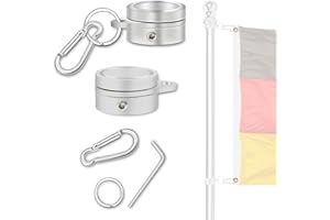 NQ Aluminiumlegierungs Fahnenmastringe 2-teilig, 360° drehbar, für Ø 1,9-2,5 cm Flaggenmast, Fahnenmast Zubehör (Silber)