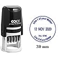 Self Inking COLOP R30 Round Custom Rubber Stamp with Date Personalized Office Stamper - Dater Stamp - Blue Ink