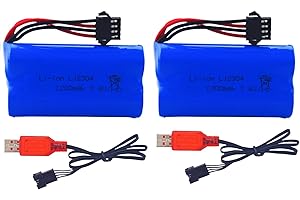 BLLRC 2PCS 7.4V 1200Mah Batería de Carga del Enchufe SM - 4P con Cable de Carga USB para EC08 RC Toy Car/Todoterreno/Racing/Remote Ship