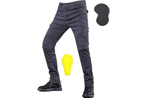 HOMDECR Pantalon Moto Hombre/Mujer, Revestimiento Impermeable-Pantalon Vaquero Moto con Protecciones, Invierno/Verano-Pantalones Moto Elásticos