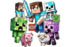 FINEDECO Mining Game Wall Stickers for Kids Mine and Craft Stickers Easy Peel and Stick Wall Art for Kids Room