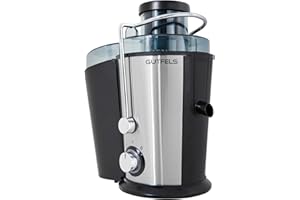 GUTFELS Entsafter JUICE 3010 | 1,6 Liter Tresterbehälter + 500 ml Saftbehälter | 65 mm Öffnung | Edelstahlfilter | 400 Watt | Edelstahlbehälter | Entsafter | 2 Geschwindigkeitsstufen | Easy Clean